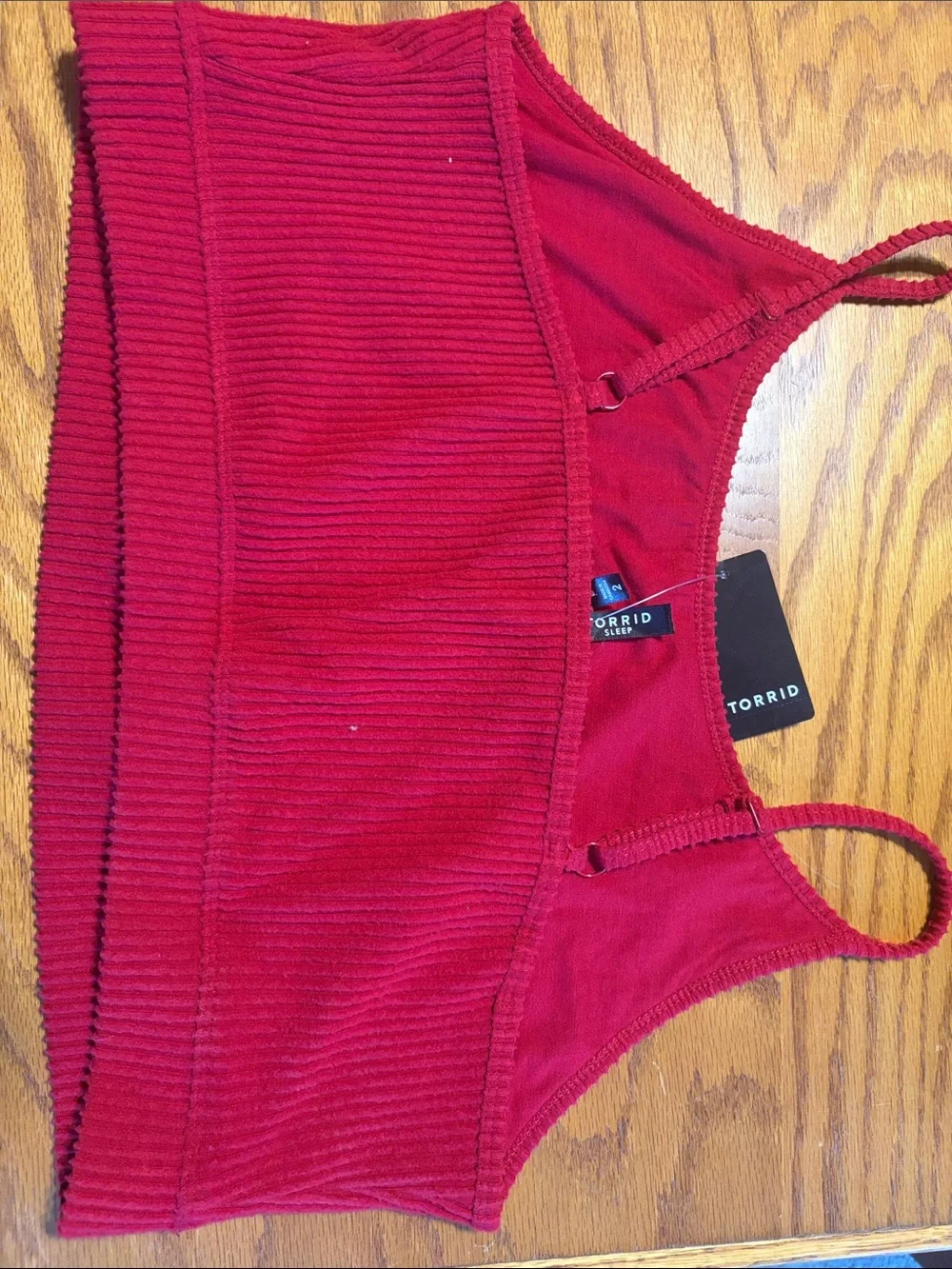 Torrid Red Ribbed Hoodie & bralette Set with Pants Stripe Trim set for lounging!